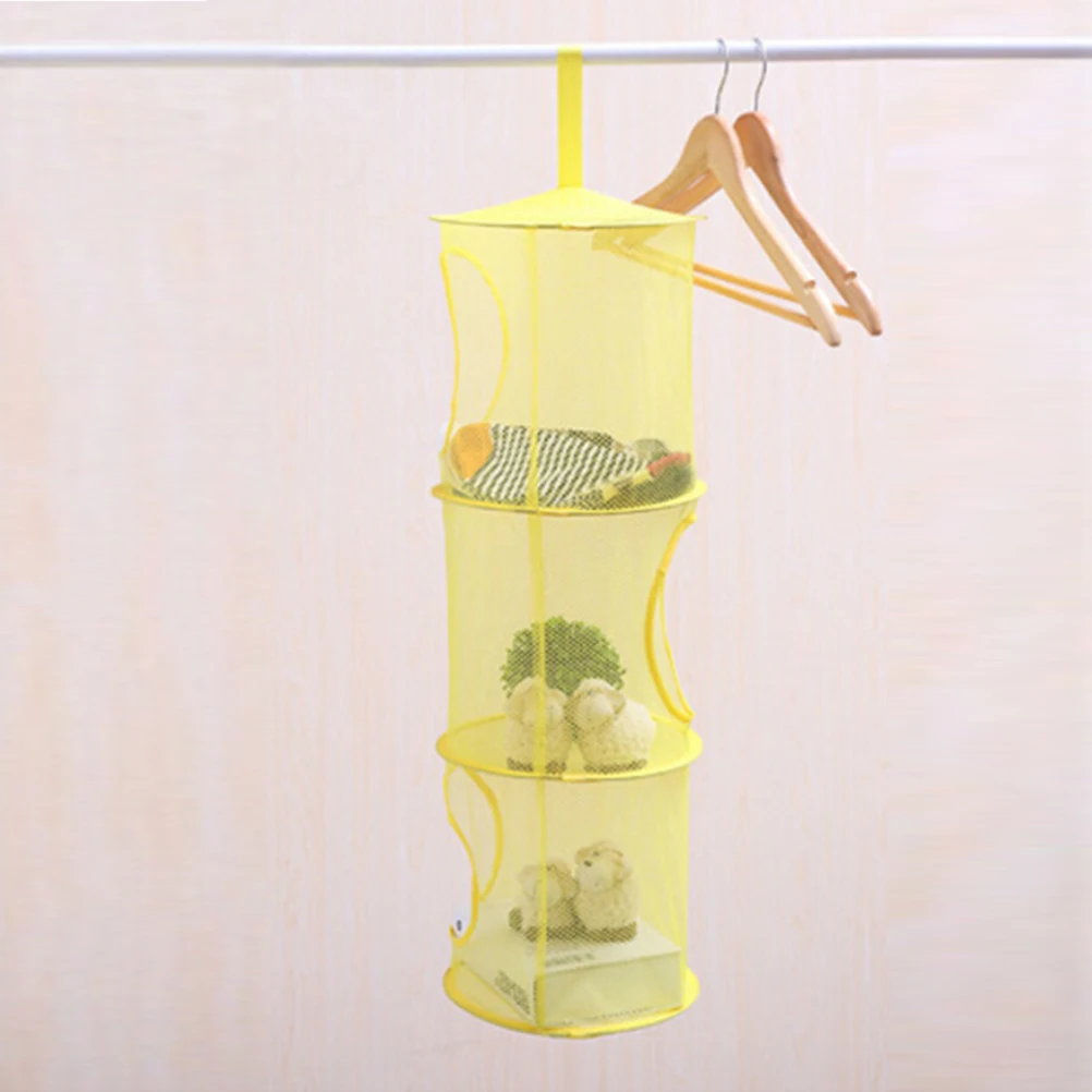 

Mesh Laundry Bag Hanging Net Hanging Storage Organizer Storage 3 Compartments Room Travel Space Saver