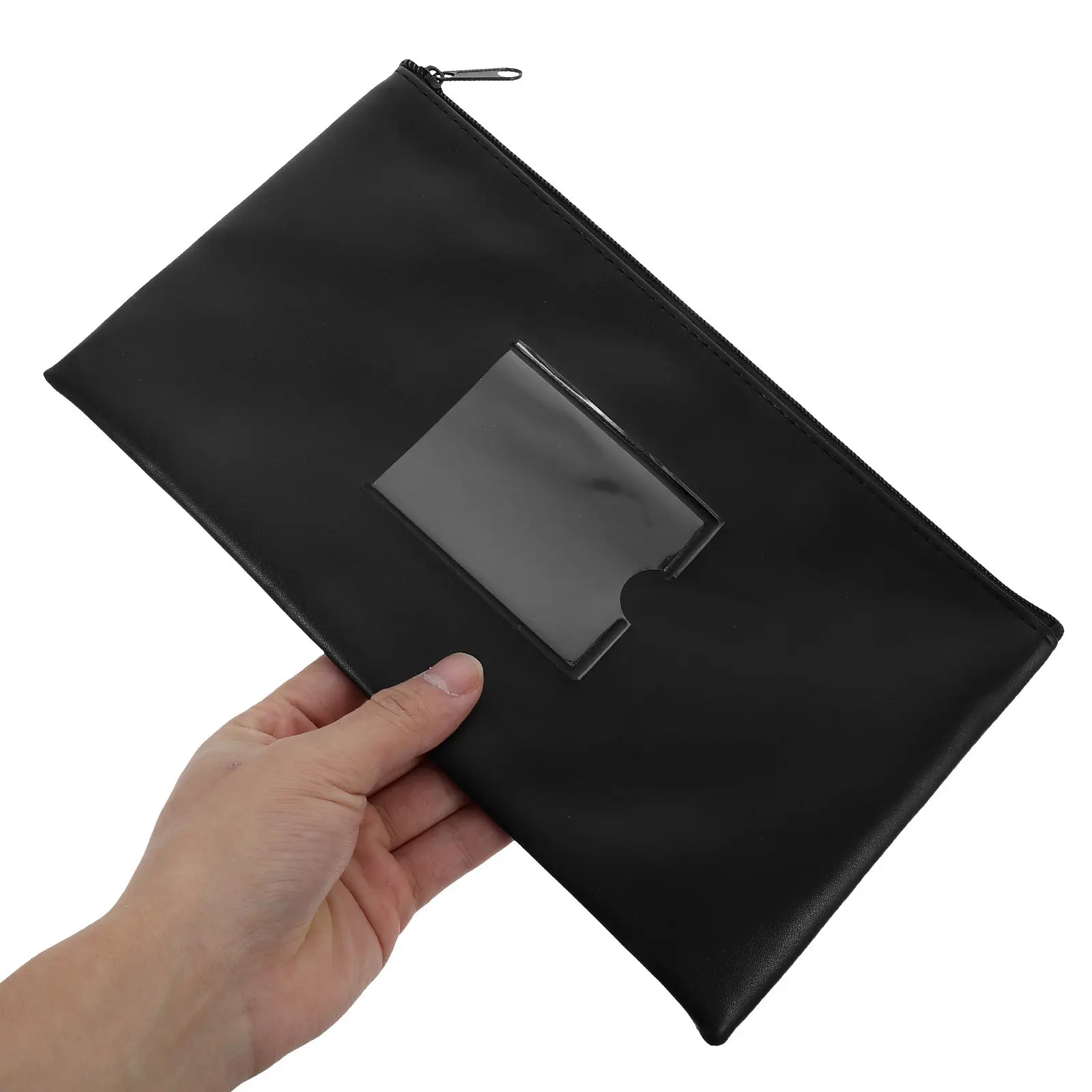 2Pcs Premium Fake with Zipper and Framed Clear Card Slot for Bills Receipts Invoices Documents Cash