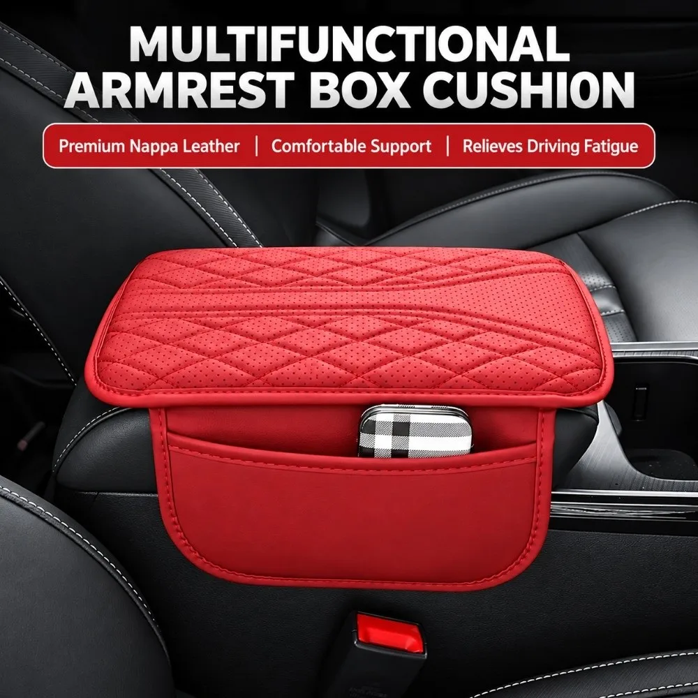 PU Leather Armrest Storage Bag Multi-Functional Protective Center Console Riser Side Storage Bag Car Organizer Accessory
