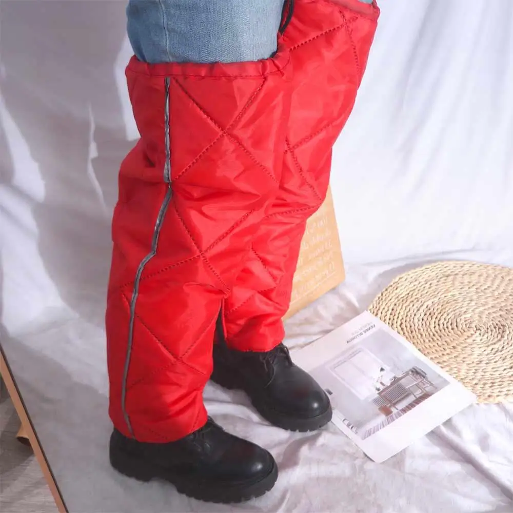 2 pcs Waterproof Motorcycle Winter Knee Pads Thickened Warmth Full Chaps Winter Full Chaps Knee Shin Guard Black/Red Polyester