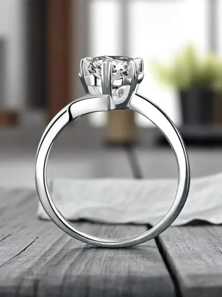 

Hot Sale 925 Sterling Silver Round Moissanite Ring With GRA Certificate VVS1 Full Texture Women Luxury Romantic Tideway Hot Sell