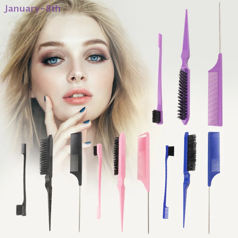 3Pcs Slick Back Hair Brush Set Bristle Hair Brush Brush Teasing Comb For Women Baby Kids