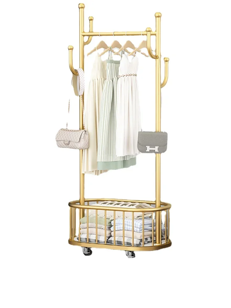 Hanger floor-to-ceiling bedroom movable hanger with wheels home living room light luxury drying rack metal simple coat rack