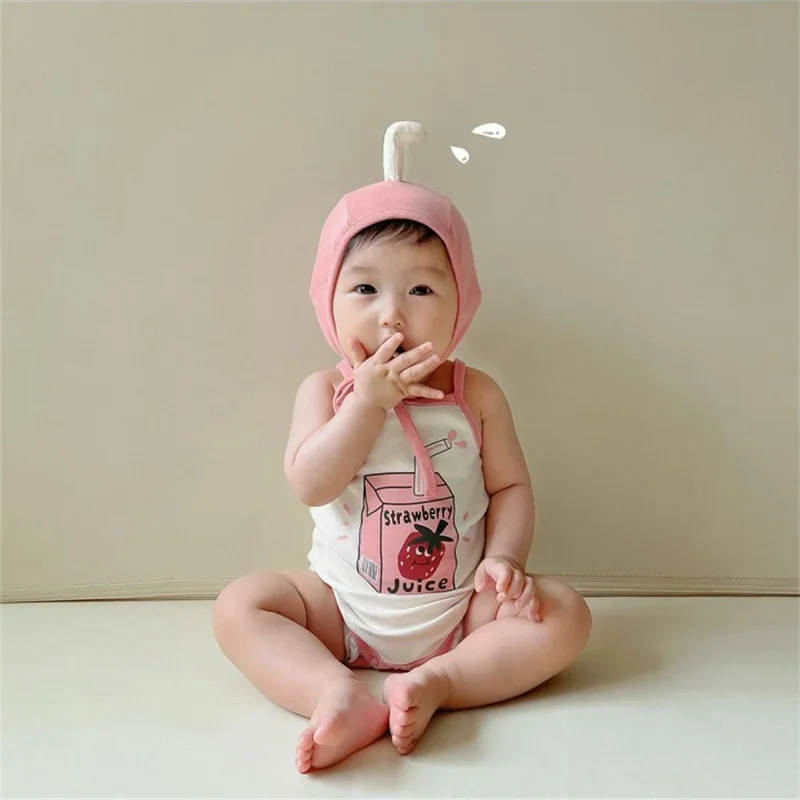 Funny Fruit Korean Newborn Baby Clothes Girl Boys Bodysuit Onesie Funny Romper Clothing Sling Toddler Girls Suit Baby Jumpsuit