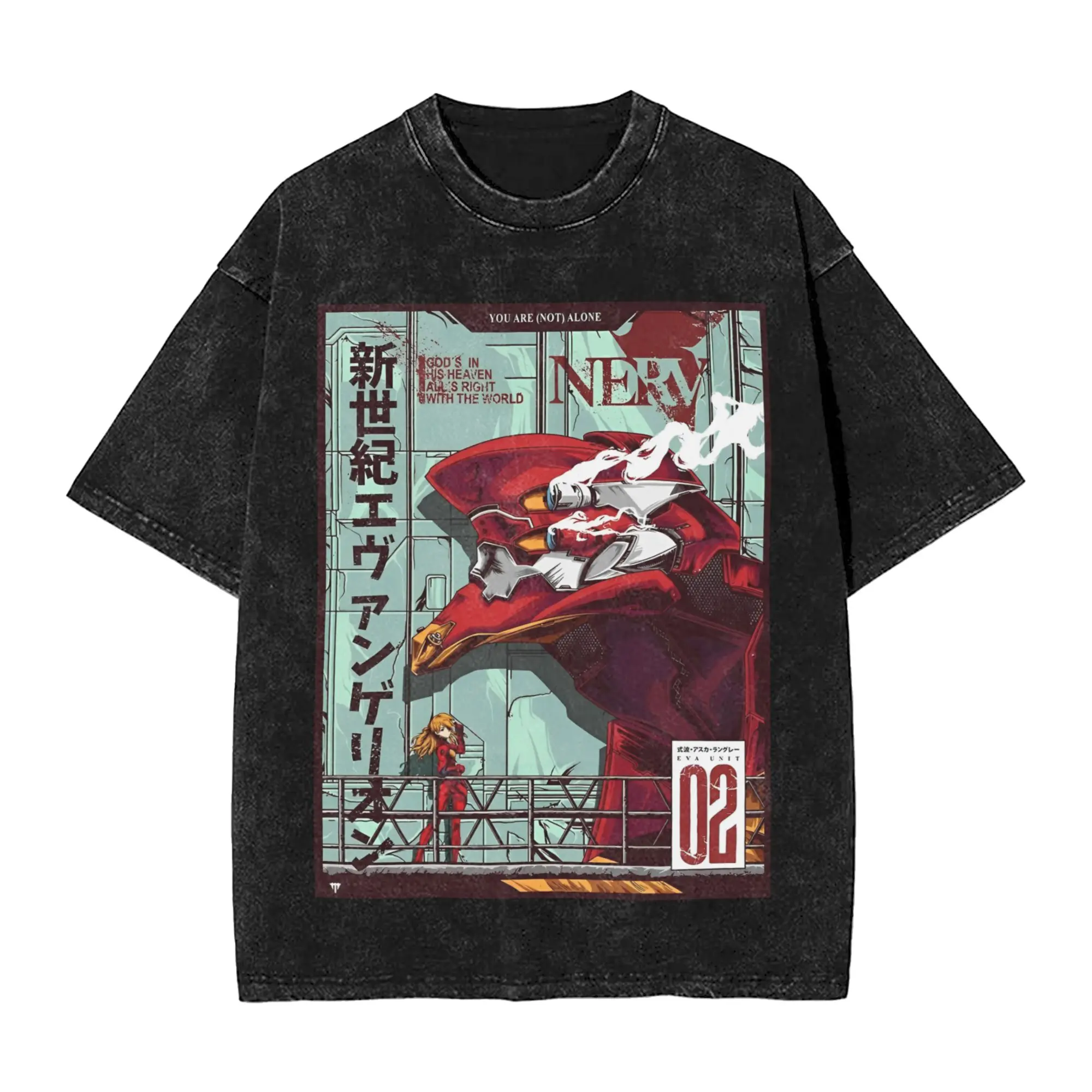 Men Women EVA Unit 02 Vintage Washed T Shirt  100% Cotton Clothing Funny Short Sleeve Round Collar Tee Shirt