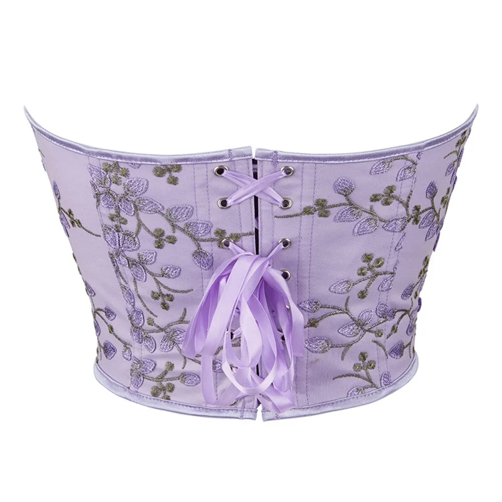 Female Jacquard Flower Vintage Bustiers And Corset Sexy Lingerie Gothic Shapewear Overbust Crop Top