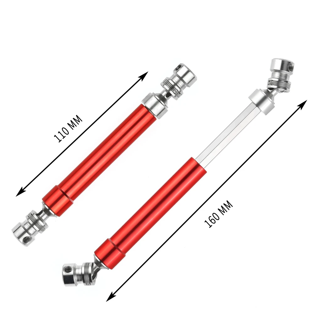 Arbre d'entraînement CVD en métal rouge, 110-160mm, pour 1/10 RC Rock inoler Axial SCX10 90046 Traxxas Trx4, 2 pièces