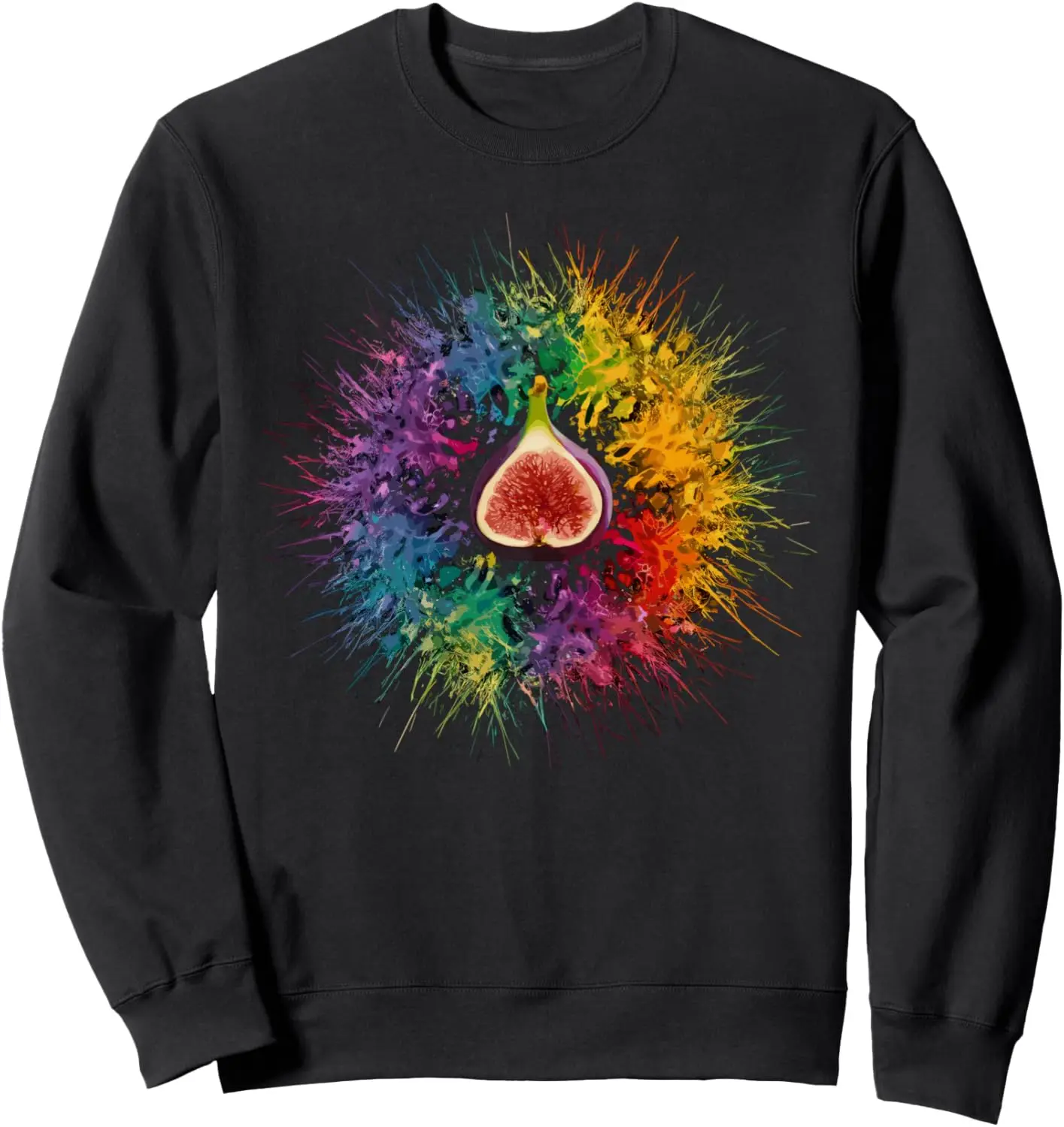 Colorful Paint Splash Fig Fruit Art Graphic Sweatshirt