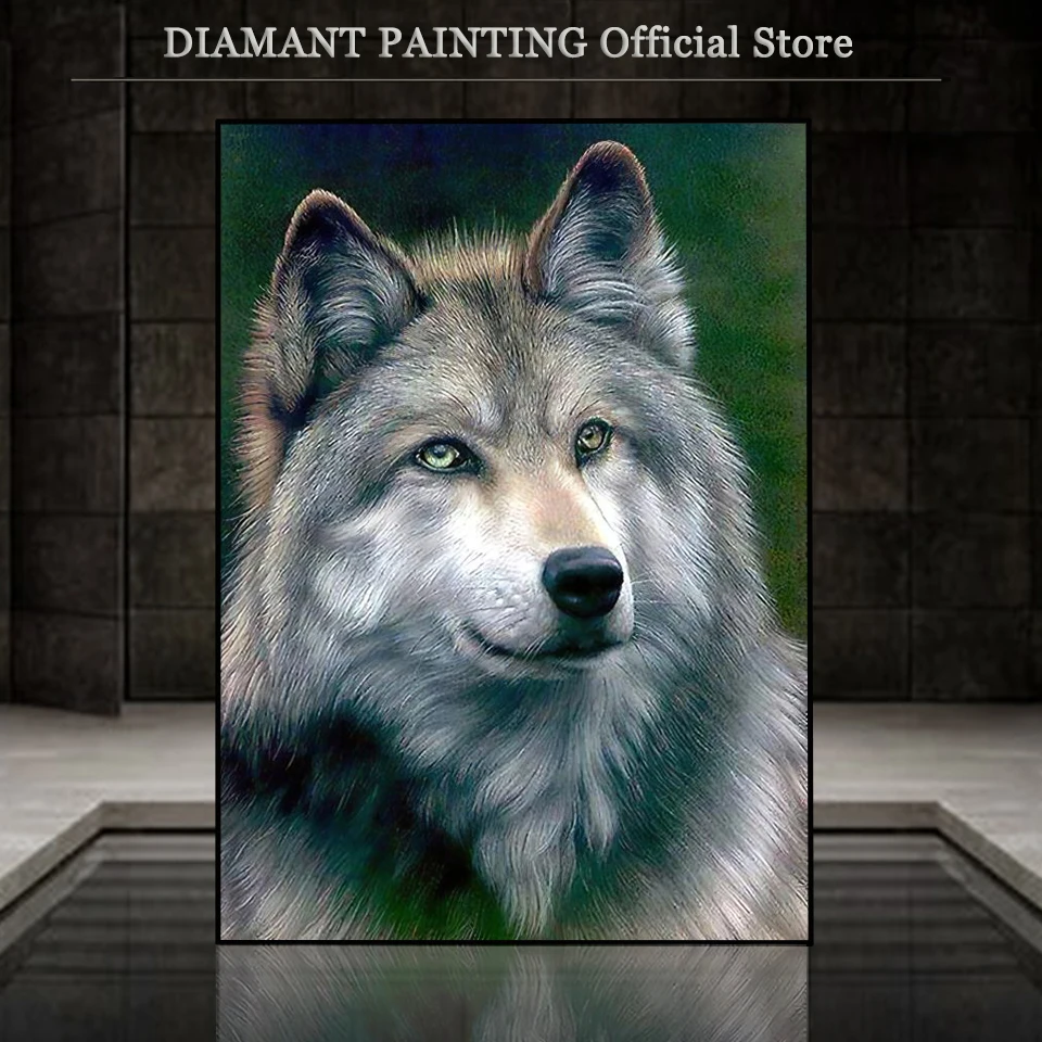 Full Square / Round Dill Diamond Painting Wolf 5D DIY Diamond Embroidery Mosaic Animal Cross Stitch Handmade Gift Decortion Art