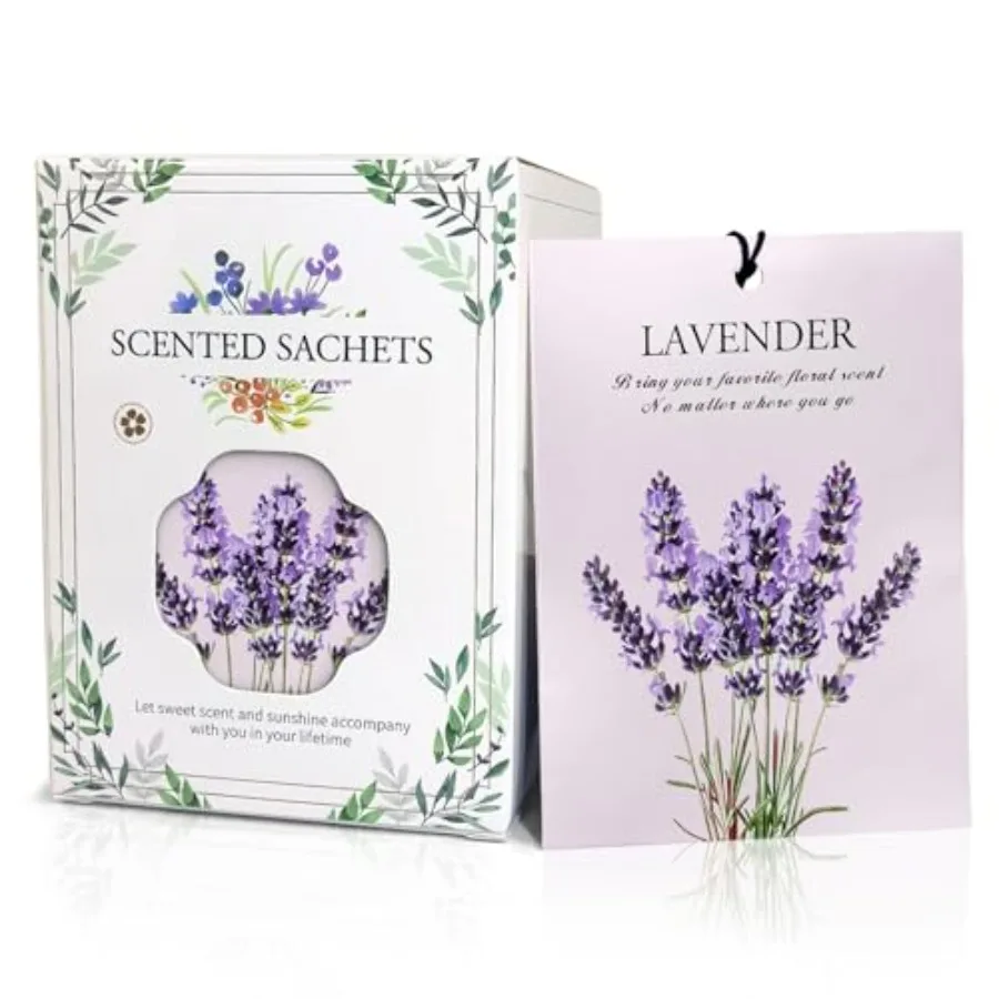 

Lavender Scented Sachet Bags - 12 Pack Closet and Drawer Freshener Long Lasting Odor Eliminator for Wardrobes Cars and Storage