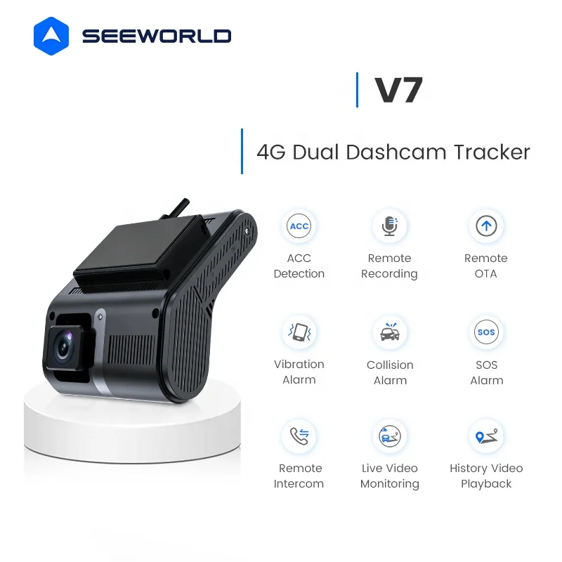 SEEWORLD V7 1080P Dashcam Live Streaming Ultra ampio con telecamera a doppio canale a camma e GPS