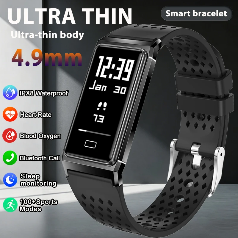2026 Smart Bracelet Men Fitness Tracker IPX8 Waterproof Heart Rate Sleep Monitor Outdoors Sports Smartwatch Band For Android IOS