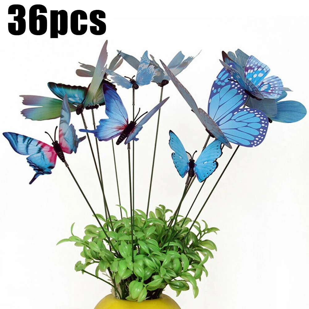 Colorful Garden Butterfly Stakes Art Decor Waterproof PVC Material Vibrating Spring Outdoor and Indoor Use Wide Applications