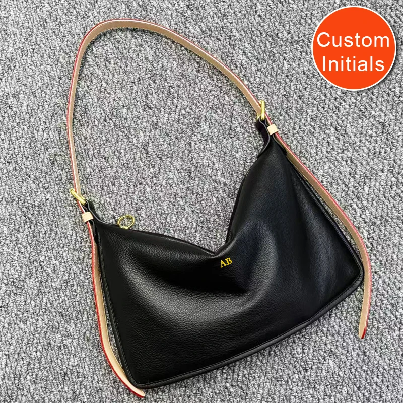 

Custom Initials Genuine Leather Slim Bags For Women Luxury Designer Handbag Purses 2025 New In Natural Cowhide Underarm Shoulder