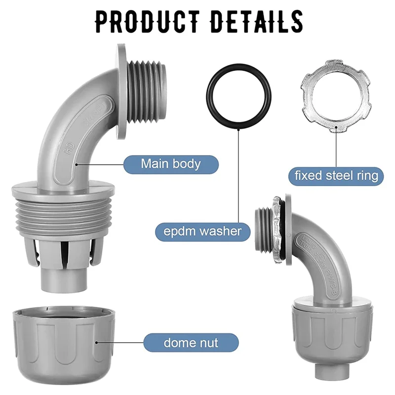 

AA01-Liquid Tight Connector Flexible Non-Metallic Electrical Conduit Connector Fitting 90 Degree (24 Pieces)