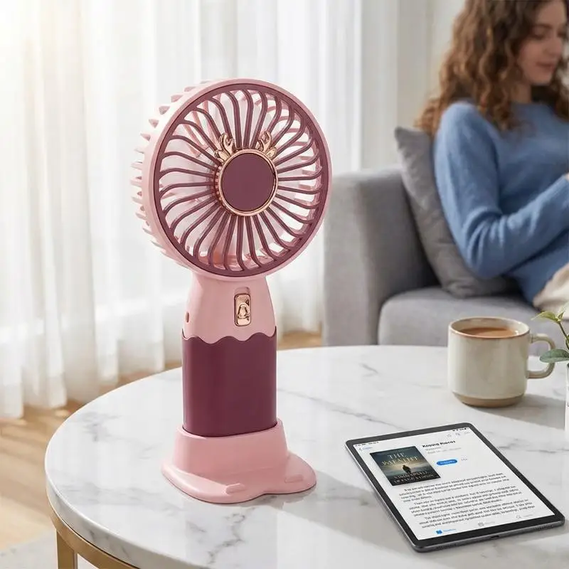 New 2In1 Mini Electric Fan Outdoor Portable Handheld Usb Rechargeable Cooling Desk Fan With Mobile Phone Stand Function Summer