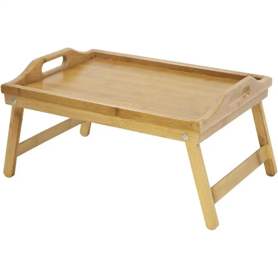 Bamboo Foldable Bed Table Tray Portable Laptop Desk Stand With Folding Legs Breakfast Serving Tray For Eating Reading Drawing Bedroom Sofa Snack Table