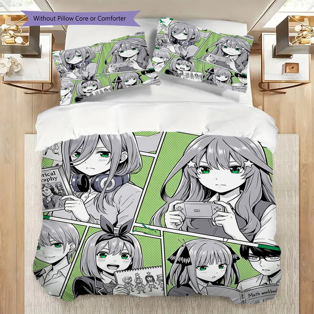 The Quintessential Quintuplets Anime Printed Duvet Cover Set & Pillowcase Daily Use Bedding Nice Fan Gift-kwq394