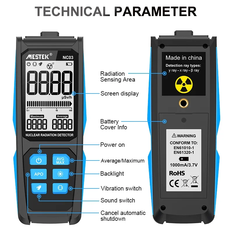 Handheld Beta Counter X-ray Gamma Detector Counter Emission Dosimeter geiger detector Nuclear Radiation Detector for NC03