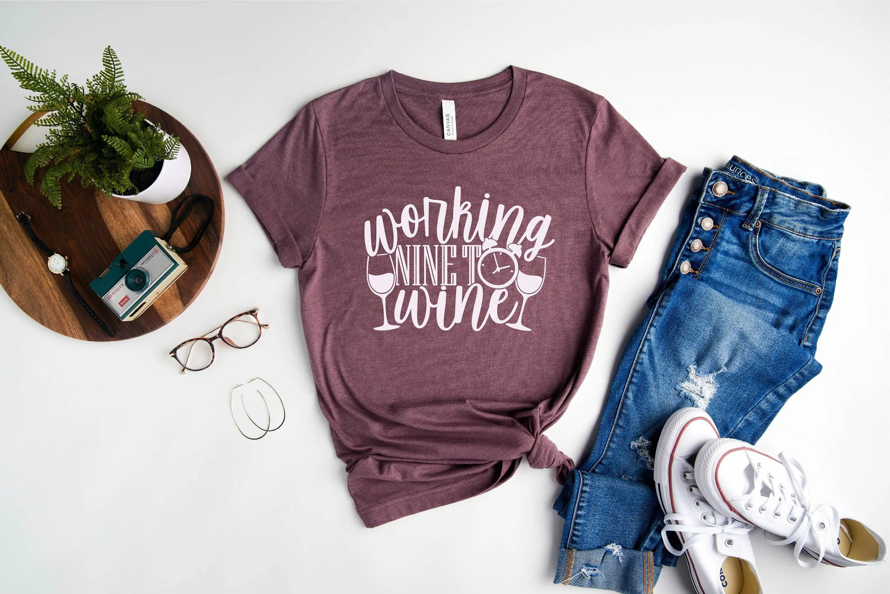 Working Nine To Wine T Shirt Workaholic Lover For Her Funny Women