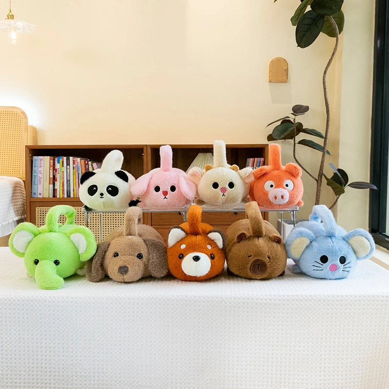 

1 Piece Girls Large Capacity Animal Plush Zipper Bag Anime Cartoon Capybara Plush Shoulder Bags Rabbit Panda Capybara Handbags