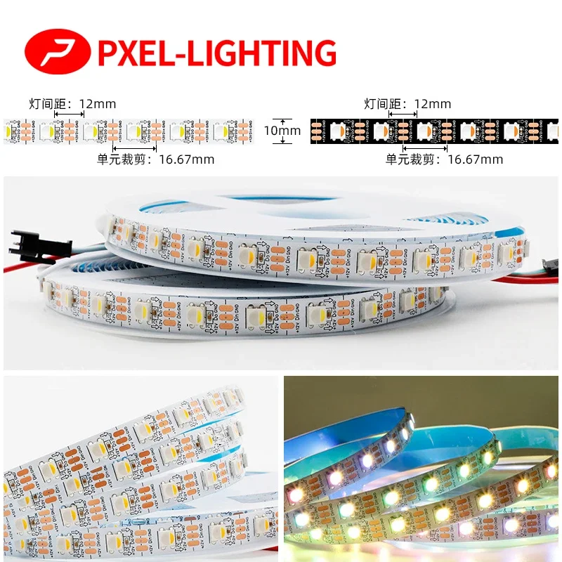 Imagem -04 - Flexível Rgb Led Strip Lights Bar Fita Branca Quente Lâmpada Sk6812 Rgbw Rgbww Cores em ic Smd 5050 Sk6812 5v 12v