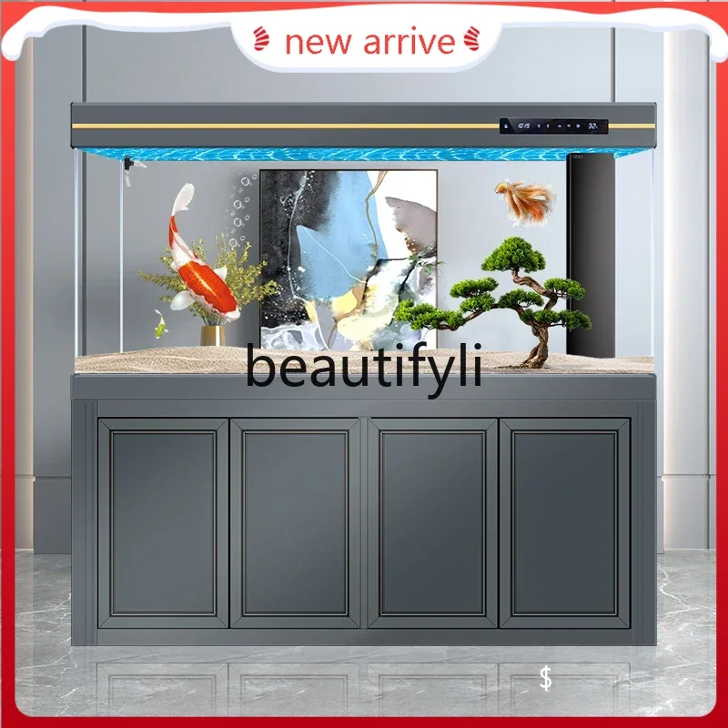 

ALight luxury fish tank medium-sized floor-to-ceiling ecological tank screen glass H