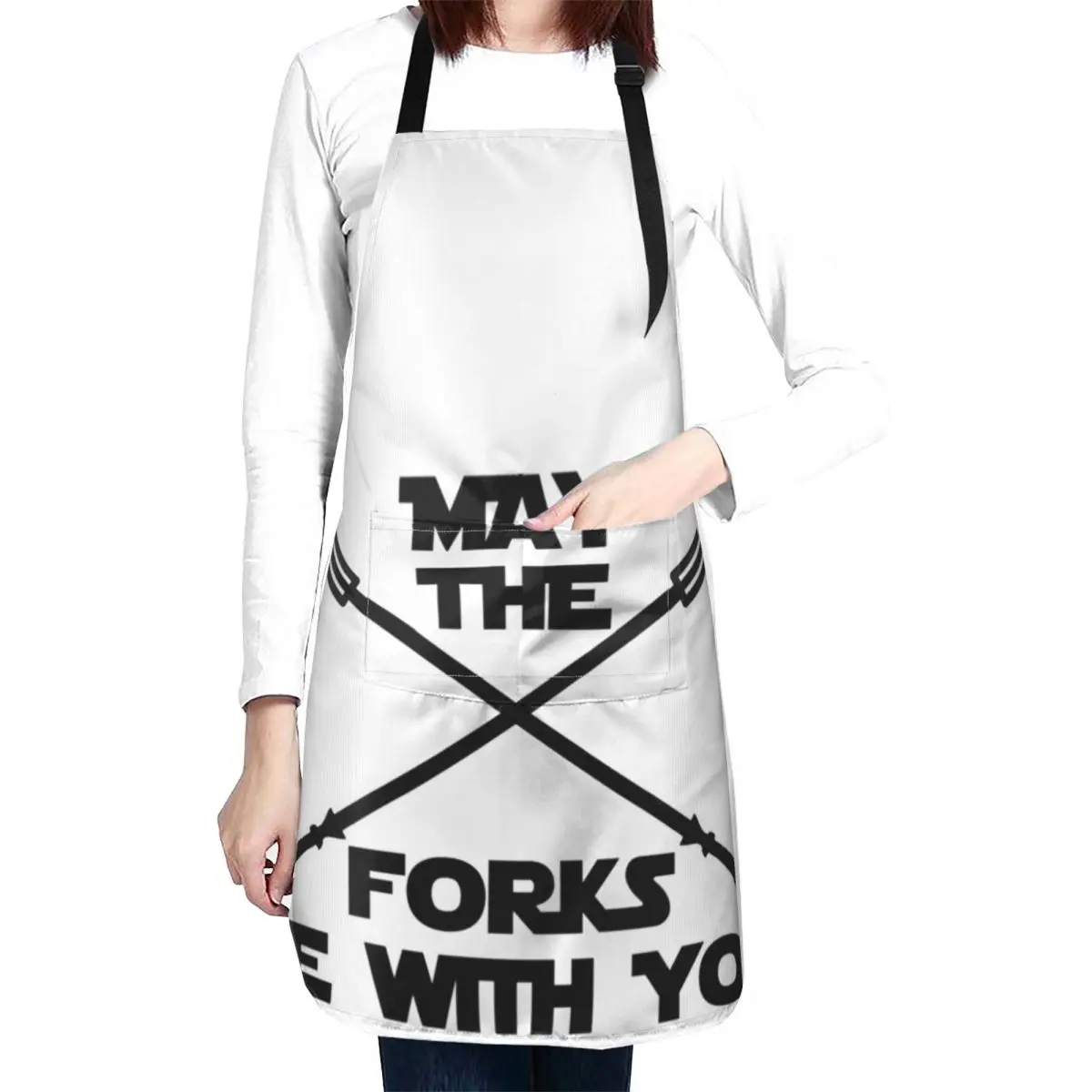 May The Forks Be With You Apron japanese woman kindergarten teacher Smock for hairdressing Apron