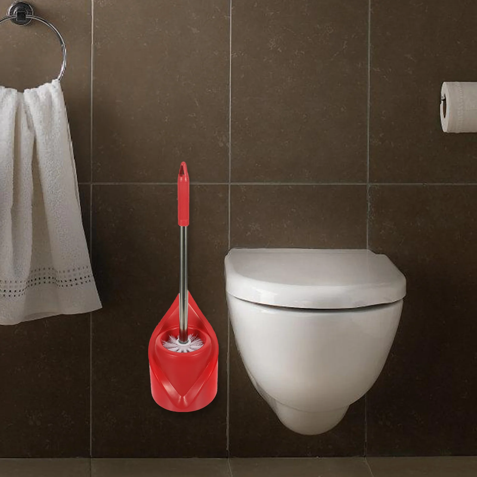 

Toilet Brush Set Stainless Steel Plastic Holder Bathroom Cleaning Supplies Toothbrush Bowl Home Decor Elegant Long Durability