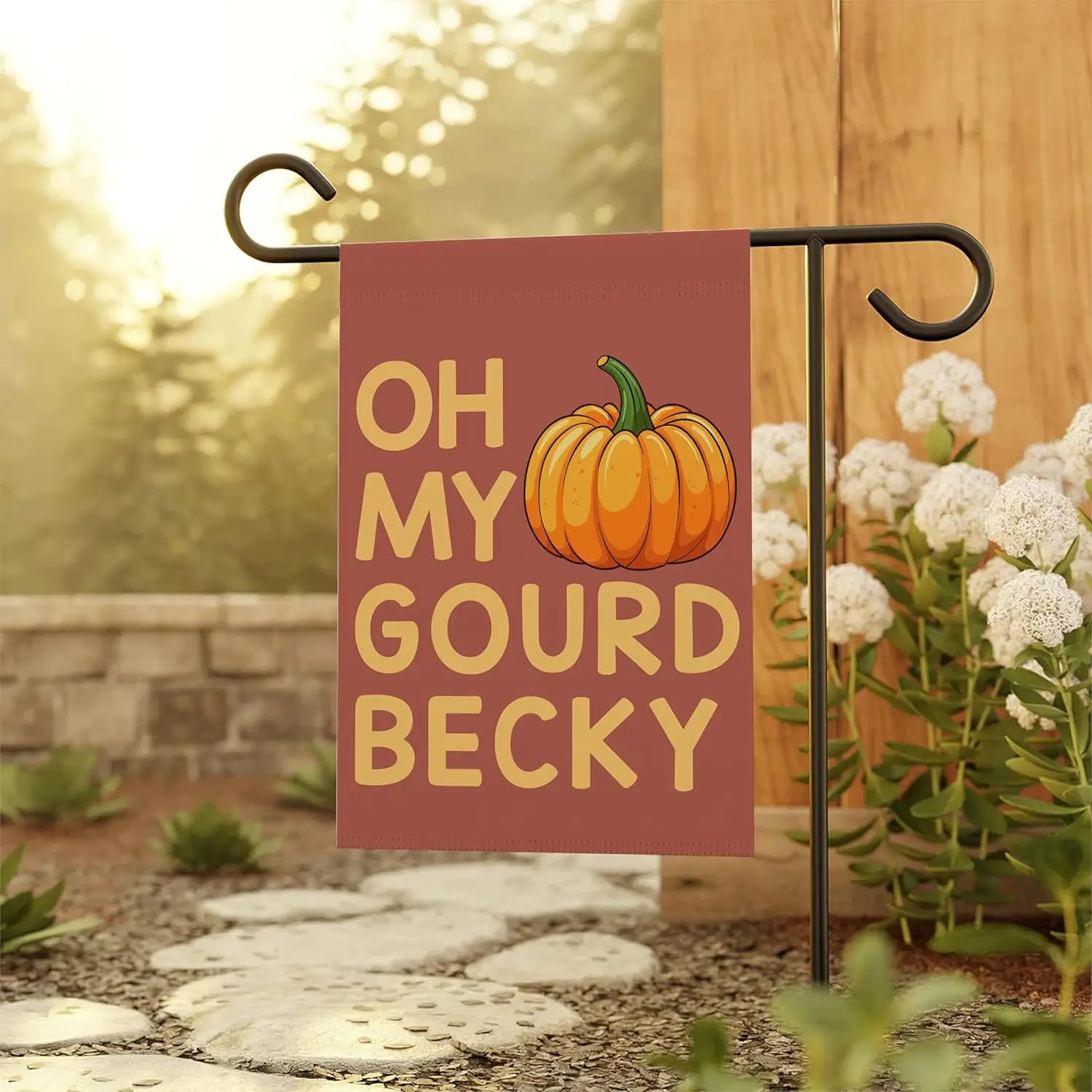 Oh My Gourd Becky Garden Flag - Funny Fall Garden Flag - Thanksgiving Garden Flags - Pumpkin Season House Banner - Gift For  SSL