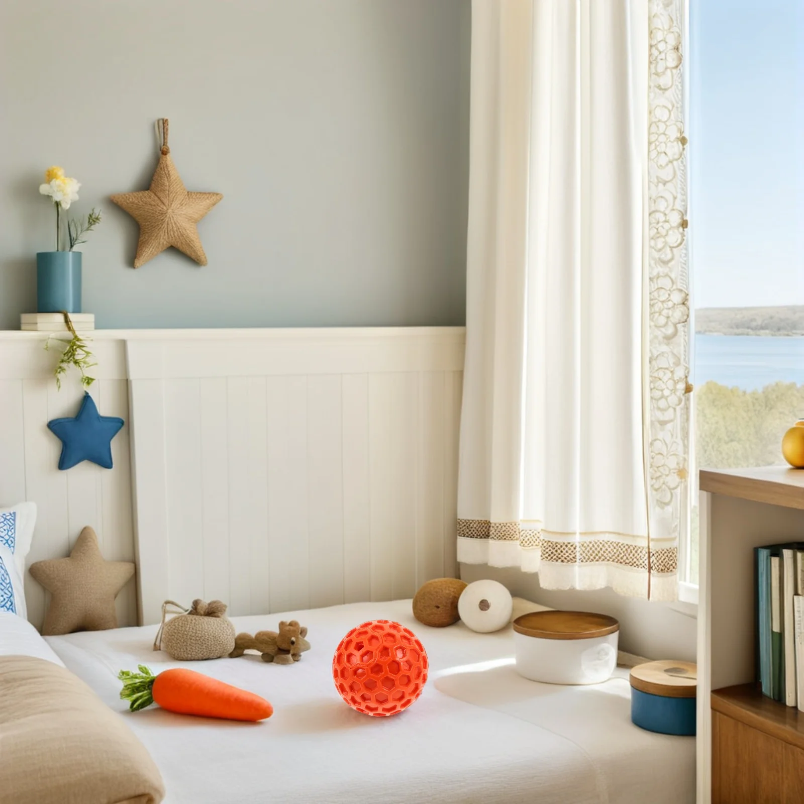 

Squeaky Pet Ball Soft Rubber Chew Interactive Fetch Ball Small Medium Dogs Honeycomb Grip Anxiety Relief Rubber Squeaky Dog