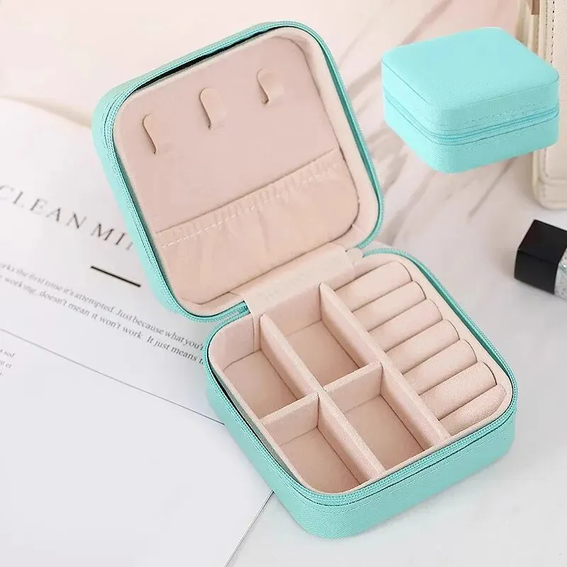 Mini Jewelry Storage Box Portable Home Travel Earrings Necklace Storage Case for Women Ring Organizer PU Leather Display Case Mi