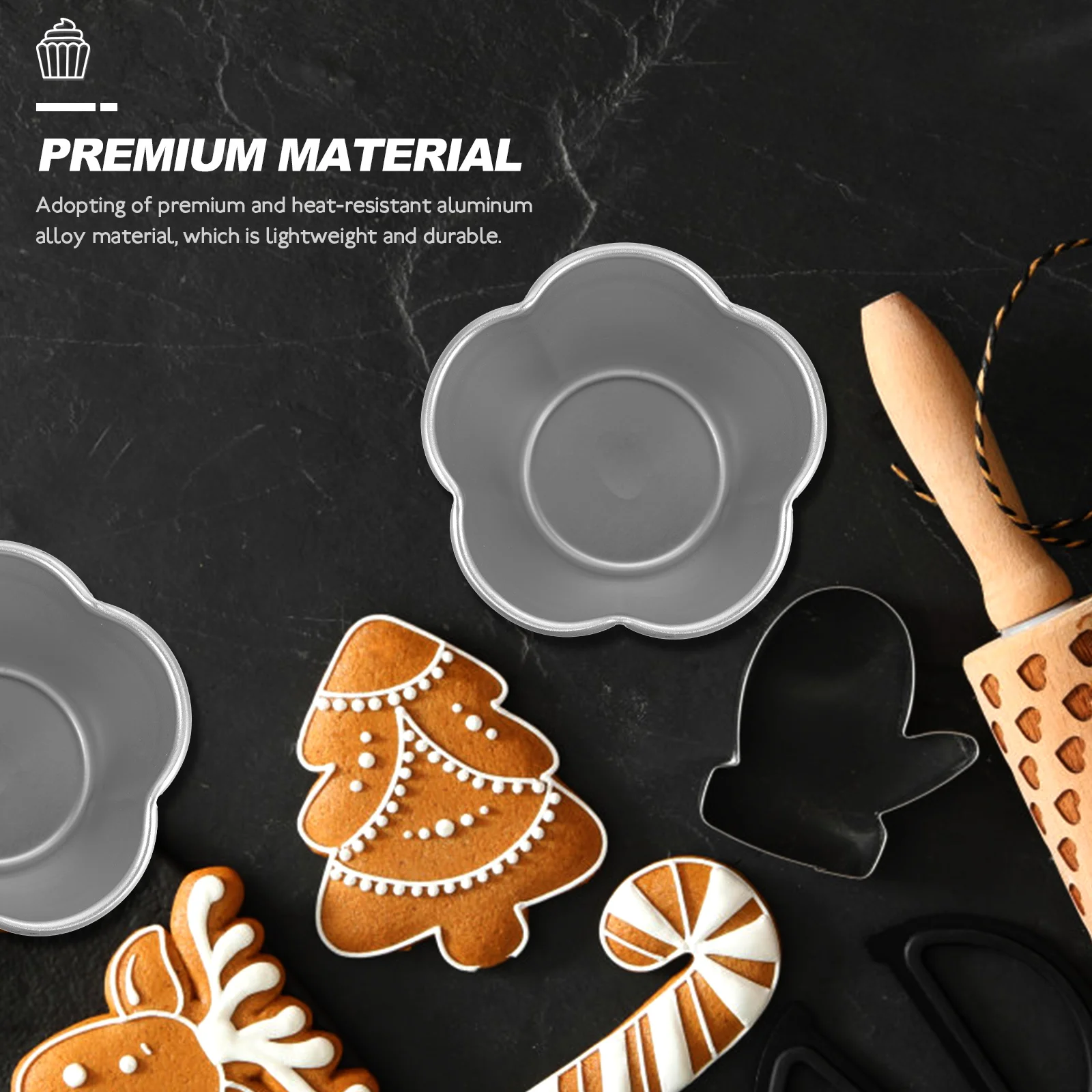 

6pcs Mini Cake Mold Aluminum Baking Pan for Egg Tarts Pies Pudding Tartlets Cupcakes Heat Resistant Easy Clean Home Hotel