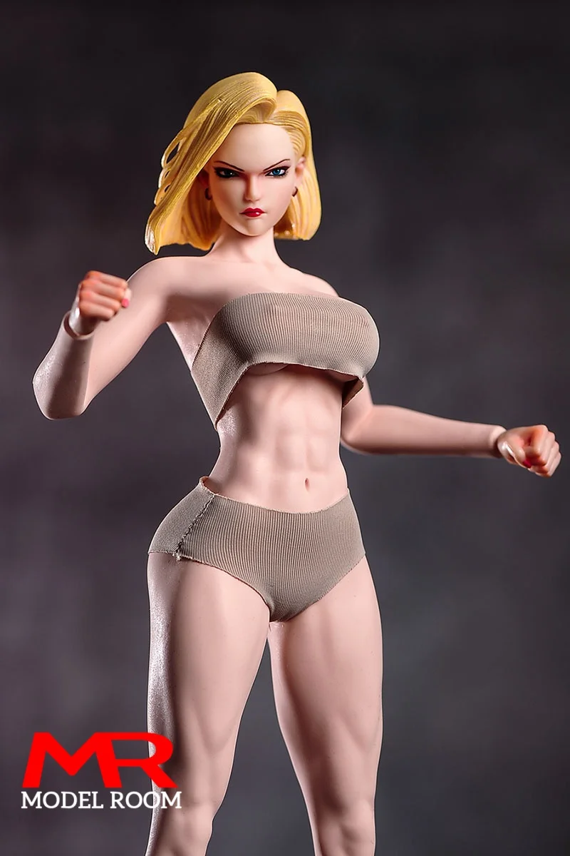 1/6 Scale Fighting Girl Muscle Seamless Body Model 12'' Soldatin Big Breast Action Figure Puppe mit physiologischen Details