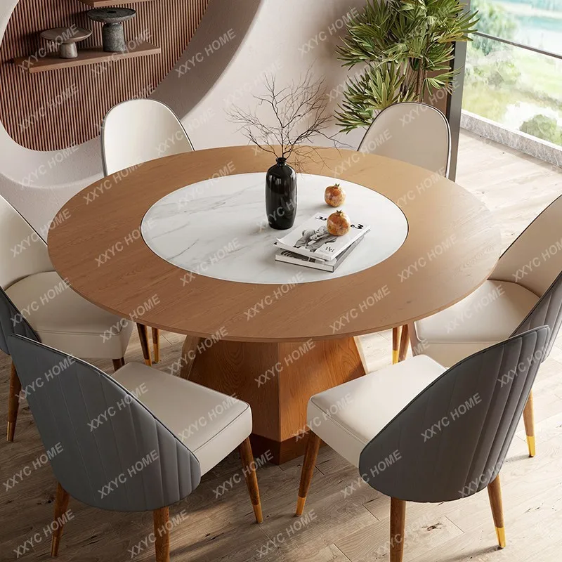 L  solid wood round dining table and chair combination household dining table for 6 people creative  dining table bu