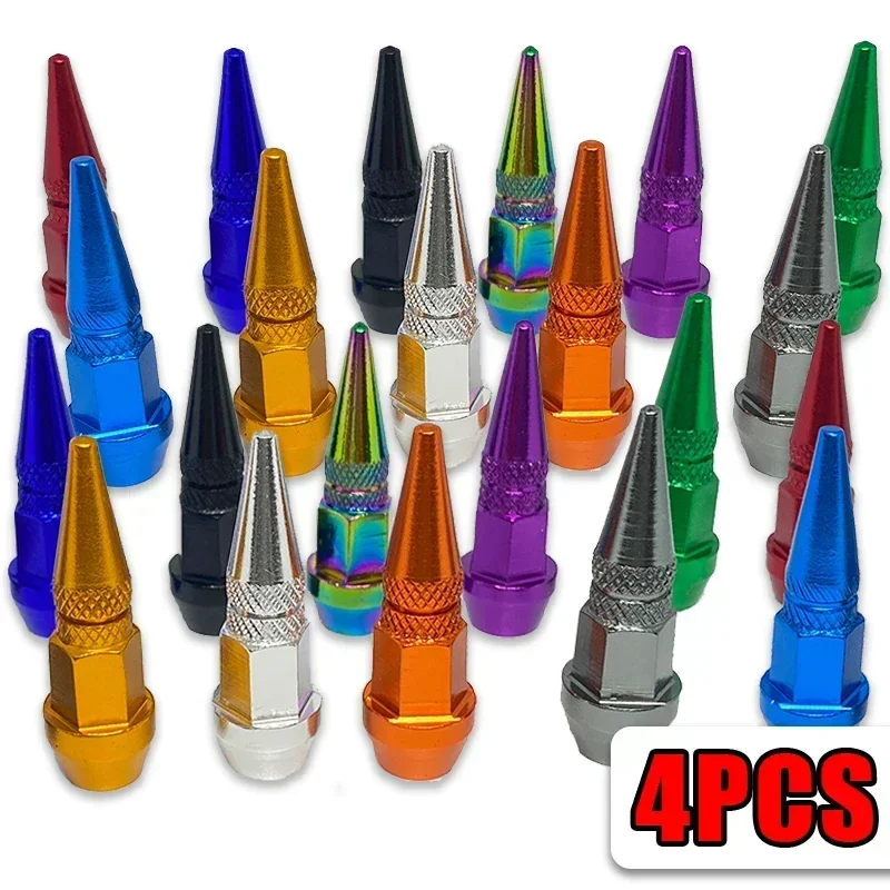 2/4PC Bullet Valve Caps Car Motorcycle Wheel Tire Valve Caps Alloy Spike Shaped Aluminum Car Styling Auto Exterior Accessories