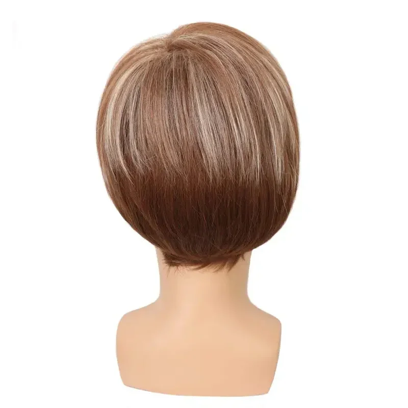 فيلم Biohazard ليون سكوت كينيدي قصير اللون البني يسلط الضوء على غرار مقاومة للحرارة الشعر تأثيري حلي شعر مستعار غطاء مجاني MN1