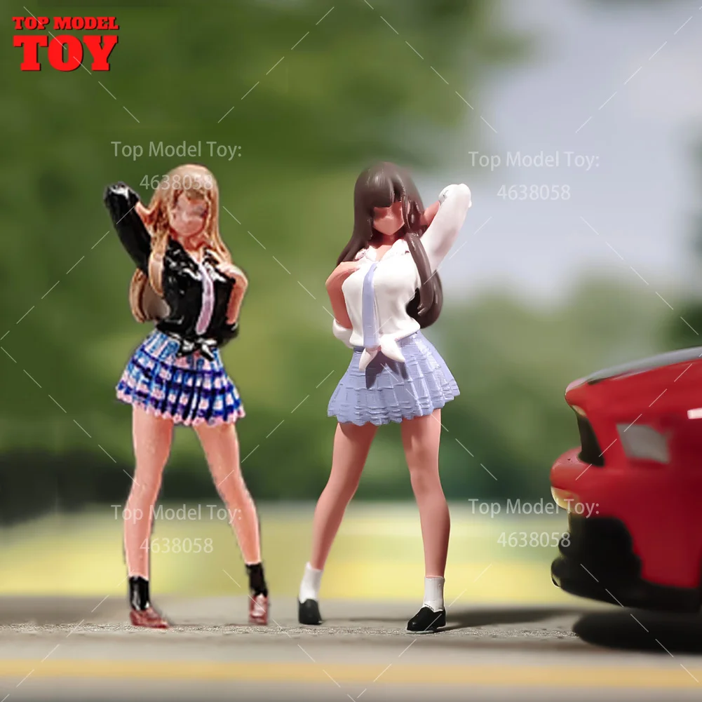 

Painted Miniatures 1/64 1/87 1/24 Short Skirt Girl Anime Characters Female Scene Figure Dolls Unpainted Model For Cars Vehicles