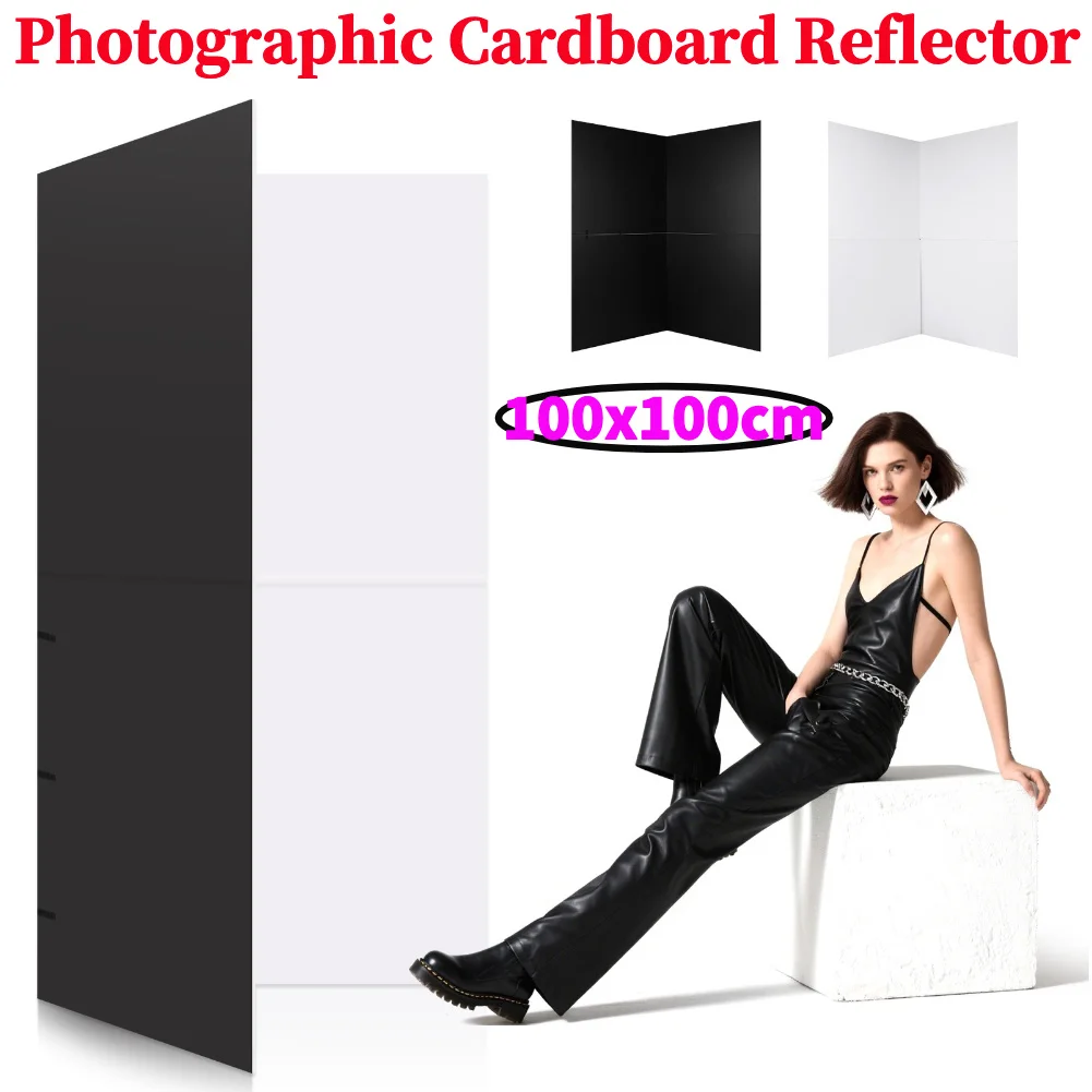 100x100cm Photography Cardboard Folding Reflector Durable Paper Book Board Reflective for Camera Photo Shooting Photography Prop