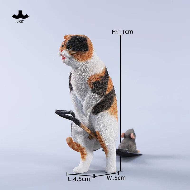 JXK 1/6 Scottish Fold Cat Model Pet Animal Figure Collection Scene Desk Decoration Funny Birthday Gift Photography Props