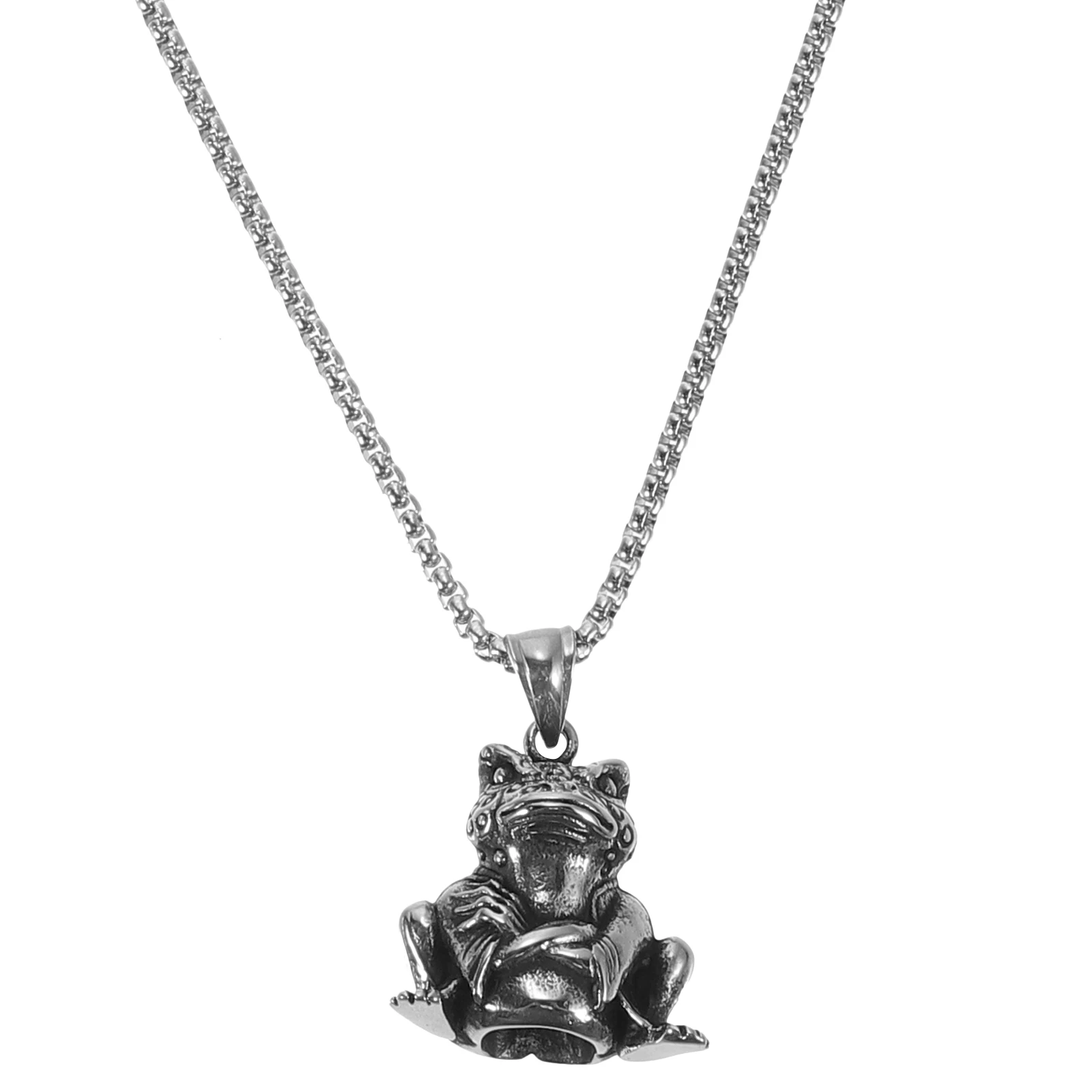 

Retro Frog Necklace Neclace Jewelry Mens Titanium Steel Chain Women Pendant Man