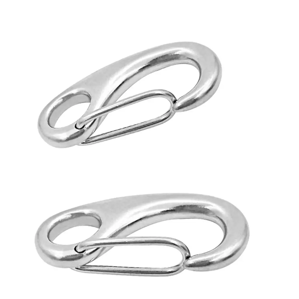 Stainless Steel Snap Hook Polished Marine Grade Spring Clip Hardware for Boat Outdoor Rigging Keychain