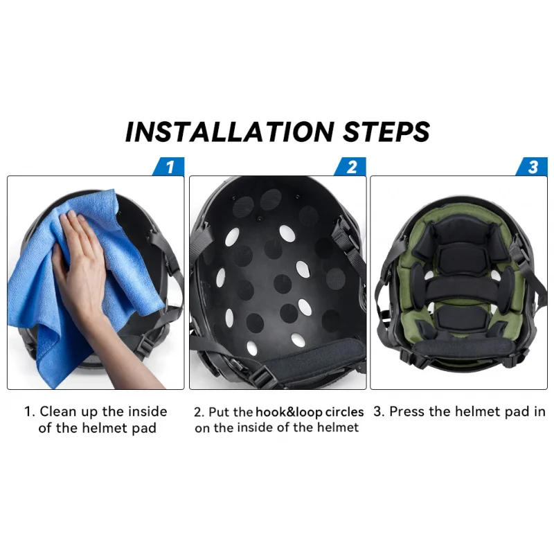 مجموعة وسائد إسفنج الذاكرة للخوذة التكتيكية العالمية - حشوات وسادة واقية لخوذات FAST/MICH/ACH/USMC/PASGT