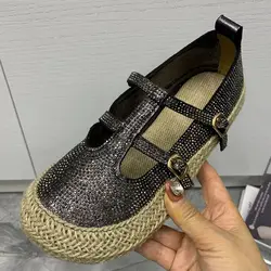 Fashion Luxury Brand Women Shoes Rhinestone Ladies Flats Shoes Plus Size Mullers Non-Slip Female Summer Shoes For Women