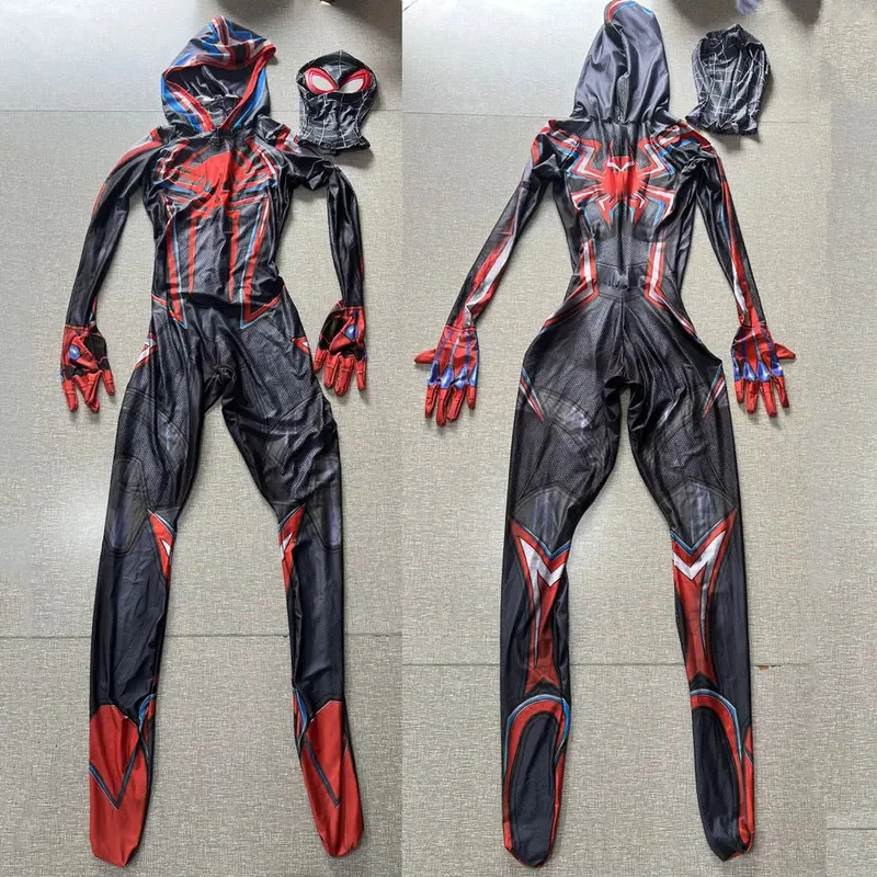 عائلة محبة للبالغين والأطفال 2099 مايلز موراليس PS5 SpiderCosplay خارقة أزياء تنكرية كاملة بدلة Zentai الثانية 2025 جديد