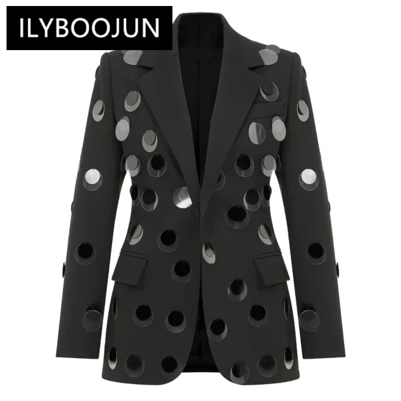 

Newest 2024 Designer Jacket Women's Single Button Sequined Blazer Luxury Brand High Quality