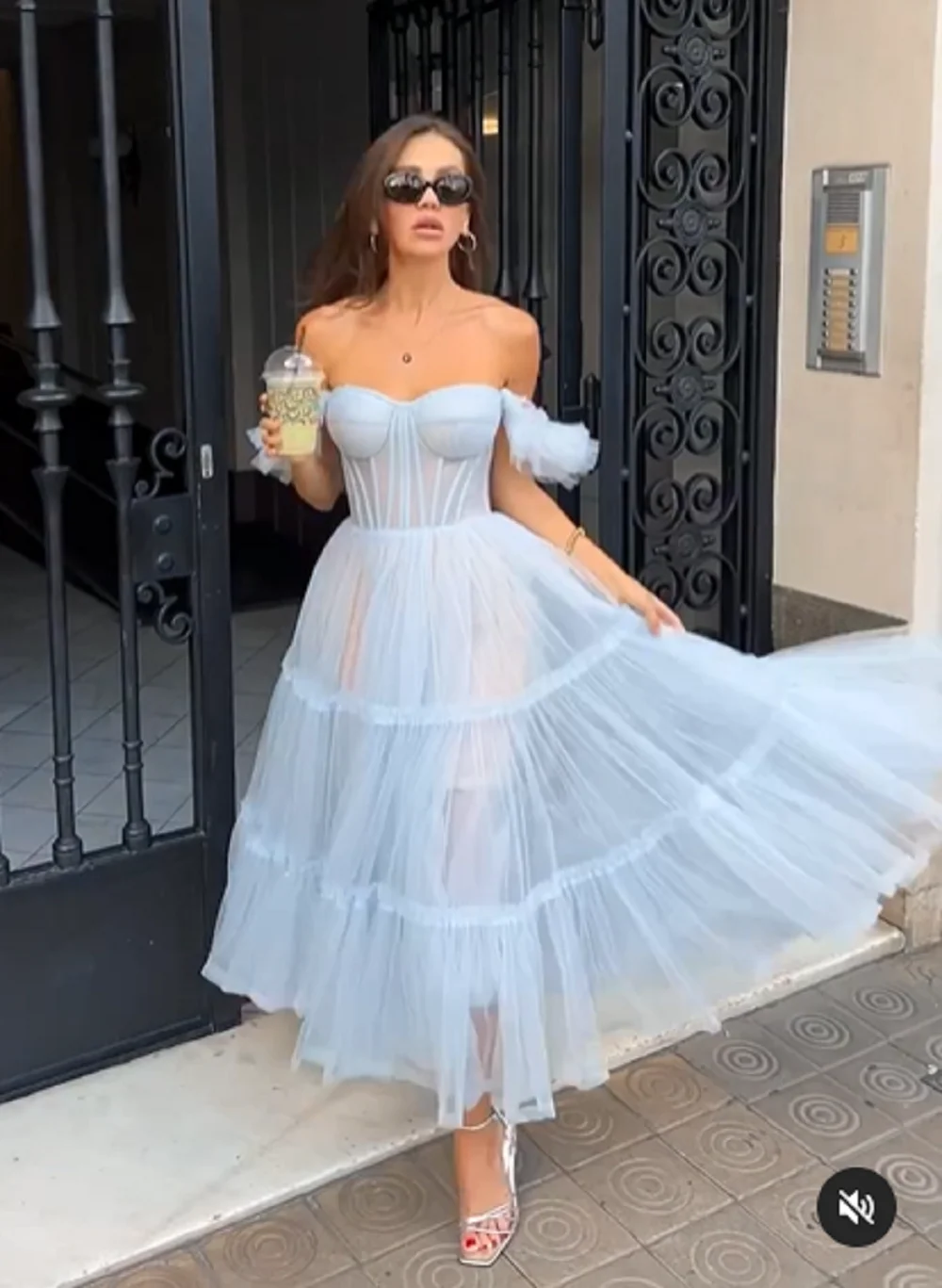 Bafftafe A Line Blue Tulle Midi Prom Dresses Customized Lace Up Girl Graduation Dress 2024 Women Formal Party Homecoming Gowns