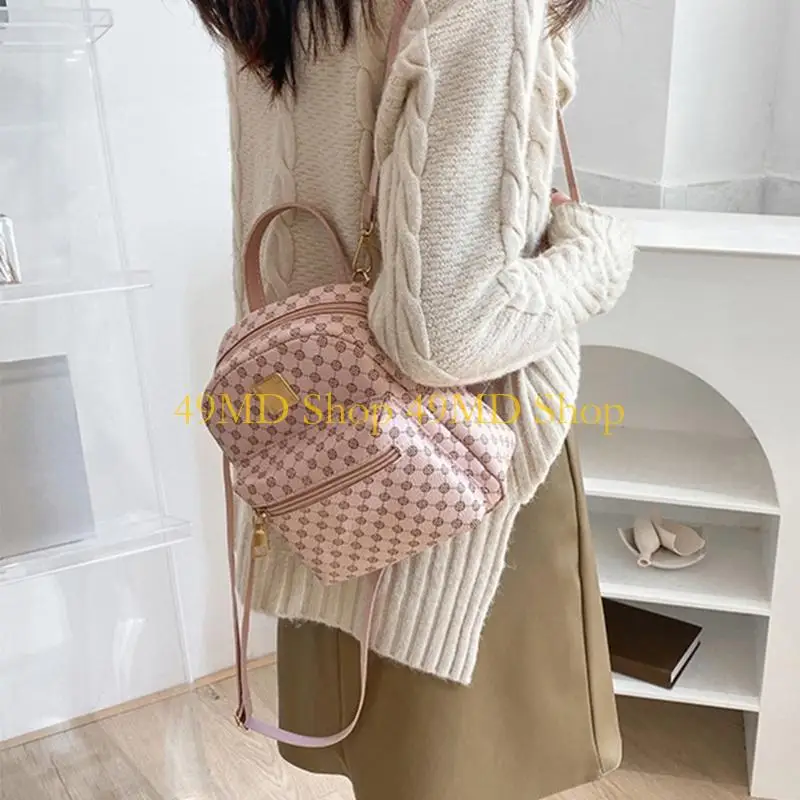 

49MD Trendy PU Leather Backpack School Bag Rucksack Daypack for Everyday Use
