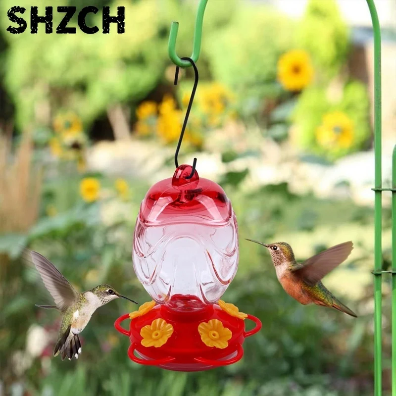 Hummingbird Feeders For Outdoors Hanging, Hand Blown Glass Hummingbird Feeder 15 Oz Sealed And Leak With Feeder