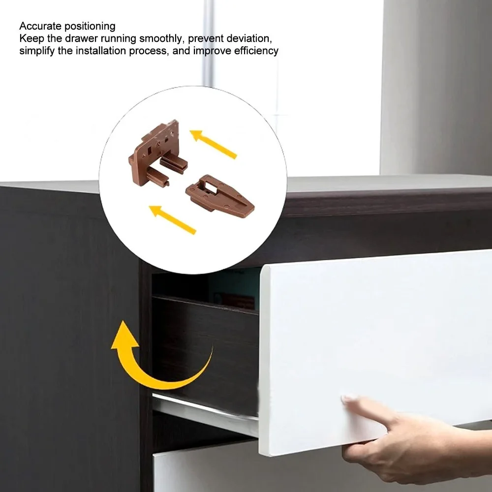 10 set Durable Plastic Drawer Track Guide With Screws Brown Drawer Slide Glides Drawer Replacement Parts Drawer